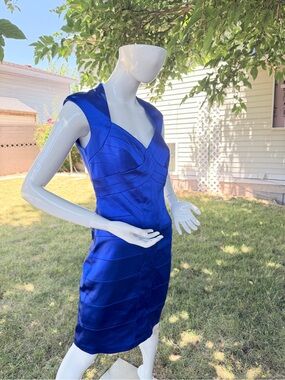 Jax Cobalt Blue Sleeveless Bandage Sheath Dress